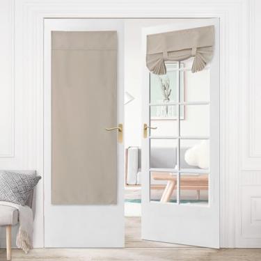 Imagem de Hiasan Cortina de porta francesa para escurecimento de sala de linho, privacidade, isolamento térmico, persiana e cortinas para quarto de vidro de luz lateral, L 66 x C 168 polegadas, 1 painel, pedra