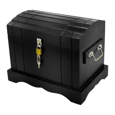 Imagem de Baú de Madeira Mdf + Cadeado Bau Grande Colorido Frasqueira Caixa Organizadora (Preto Egípcio)