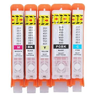 Imagem de 5Pcs Reusable Ink Cartridge Smoothly Output 5 Colors PGBK BK C M Y Printer Cartridge for Photos, Test Papers (750-751)