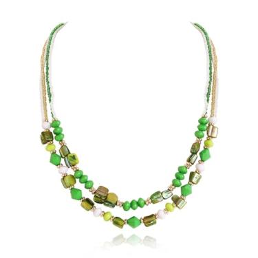 Imagem de Coiris Colares femininos com contas de concha em camadas, feitos à mão, boêmio, colorido, miçanga, gargantilha, estilo festivo, bijuteria para mulheres, Pedra, Sem Pedra Preciosa