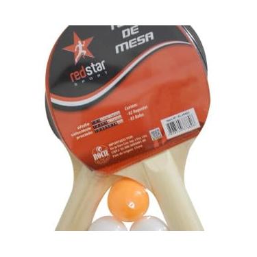 Imagem de Kit de Tênis de Mesa, 2 Raquetes em MDF 25x15cm, 3 Bolinhas de Ping Pong