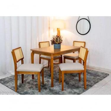 Imagem de Mesa Alegra 4 Cadeiras Jade 1,20m Linho Bege Jcm - Cinamomo