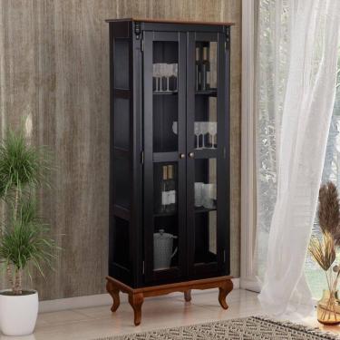 Imagem de Cristaleira 2 Portas Vidro Madeira Versalhes Preto