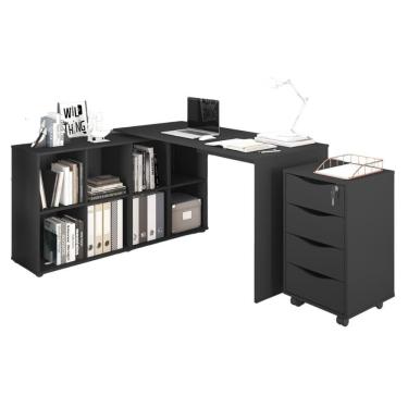 Imagem de Mesa E Gaveteiro Para Escritório Haarlem Preto