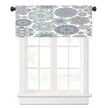 Imagem de Saia de cortina mandala, textura estilo mandala, para banheiros com bolsos de mastro, L 106 x C 30 cm