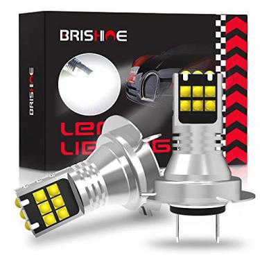 Imagem de BRISHINE Lâmpadas de LED para neblina H7 6000K Xenon branco, extremamente brilhante 3030 chips 64210 lâmpadas de LED com projetor para faróis de neblina de carro, luzes de corrida diurna DRL (pacote com 2)