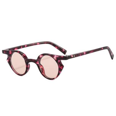 Imagem de Moda Pequeno Olho de Gato Óculos de Sol Femininos Retro Rebites Decoração Homens Tendência Punk Lente Redonda Óculos de Sol Tons UV400, Padrão champanhe, Tamanho Único