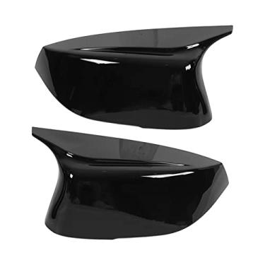 Imagem de lyrlody 2PCS Side Mirror Tampa Black ABS Black ABS Substituição para Q50s Q60 QX30 2014-2016 Com Revestimento Anti-Fade Instalação Fácil