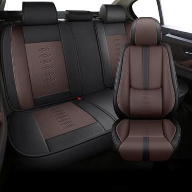 Imagem de Conjunto completo de capas de assento de carro de couro à prova d'água de luxo - Design antiderrapante de ajuste universal, proteção para todos os climas e conforto respirável para sedãs/SUVs
