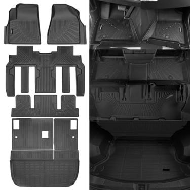 Imagem de Tapetes de chão para todos os climas, tapete de porta-malas e tapetes de encosto para Chevy Traverse/2008-2017 Buick Enclave/2007-2016 GMC Acadia/2007-2010 Saturn Outlook 7 assentos/assentos concha de