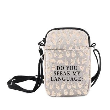 Imagem de MNIGIU Bolsa mensageiro em linguagem de sinais, presente para terapeuta, você fala minha língua, ASL, bolsa tiracolo para professores, terapia da fala, presente, Do You Speak My Language