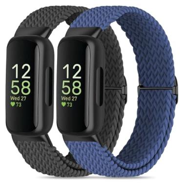 Imagem de Oanux Pulseira de reposição de nylon trançado elástico compatível com Fitbit Inspire 3/Fitbit Inspire 2, pulseira de reposição esportiva para mulheres e homens Inspire 3/2