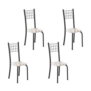 Imagem de Kit 4 Cadeiras Tubular 95x37x40 Cm Dany Arabesco / Preto