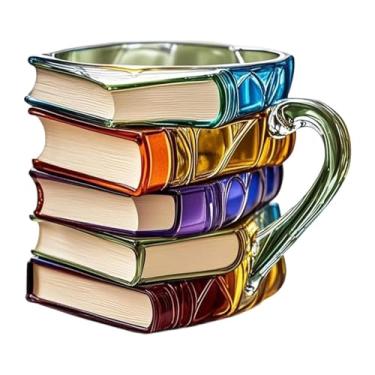 Imagem de Ｂｅｓｇａ Caneca de café com livro pintado, enfeite de mesa multifuncional exclusivo, caneca de café de resina para membros do clube do livro e amantes da, Style a