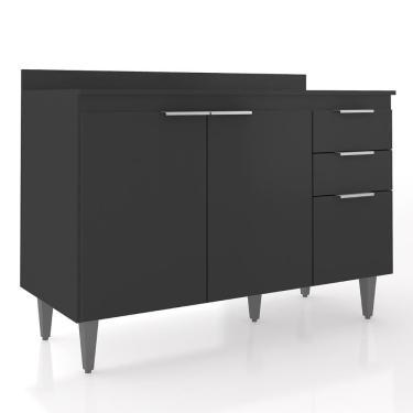 Imagem de Balcão De Cozinha Com Tampo 120cm Pérola Preto Z34 - Mpozenato