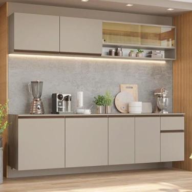 Imagem de Armário De Cozinha Completa 240 Cm Suspenso Nice Madesa 05 Crema