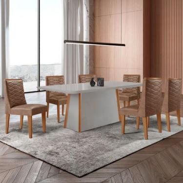 Imagem de Mesa de Jantar Diane 180cm Tampo MDF Vidro com 6 Cadeiras Safira Moder