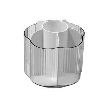 Imagem de menolana Suporte de pincel de maquiagem, organizador de maquiagem de mesa, porta caneta multifuncional, caixa de armazenamento de cosméticos para pente, Branco Transparente