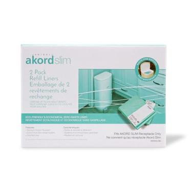 Imagem de Janibell AKORD Forro de refil de balde de fraldas fino, 2 unidades, perfumado e resistente a elasticidade, comporta até 288 cuecas para adultos por rolo, serve no sistema AKORD Slim, fácil de cortar e