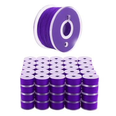 Imagem de Mandala Crafts 144 Puprle SA156 Bobinas pré-enroladas para máquina de costura Singer - SA156 bobinas para máquina de costura Brother - Linha de bobina pré-preenchida 15J para bordado
