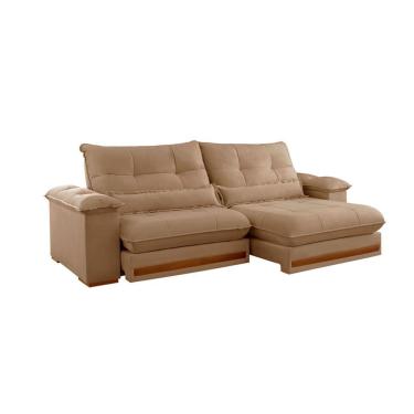 Imagem de Sofá 4 Lugares Retrátil e Reclinável Qatar Linho Bege 280 cm