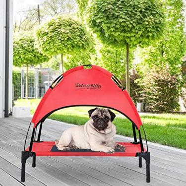 Imagem de SweetBin Berço elevado para cães P/M/G ao ar livre com dossel e sombra lateral para acampar cães pequenos e médios (bolsa de transporte), cama elevada portátil para cães com refrigeração e lateral