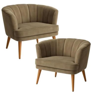Imagem de Kit 2 Poltronas para Sala de Estar Moderna Tecido Veludo Macio Pés de 
