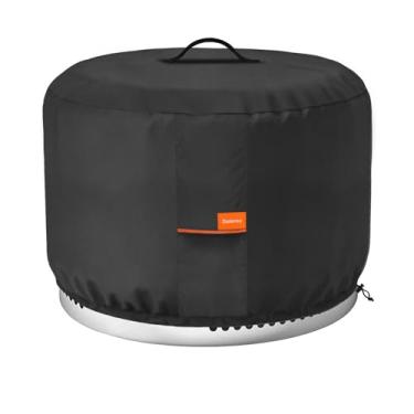 Imagem de Dalema Capa redonda para fogueira 600D, resistente, 100% à prova d'água, resistente a rasgos, fogareira, fogueira, à prova de intempéries, para fogueira de fogão, preta
