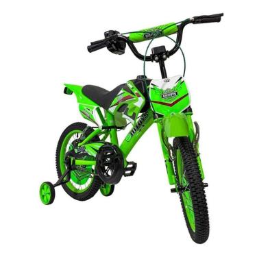 Imagem de Bicicleta Verde Infantil Estilo Motocross Aro 16 Com Rodinha
