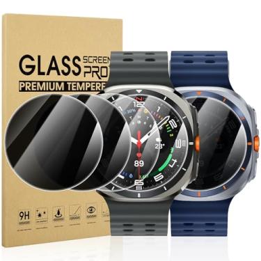 Imagem de Suoman Pacote com 2 + 2 protetores de tela de privacidade para Samsung Galaxy Watch 8 Ultra 47 mm, [antiespiar] Protetores de vidro temperado perfeitamente adequados para smartwatches Galaxy 47 mm