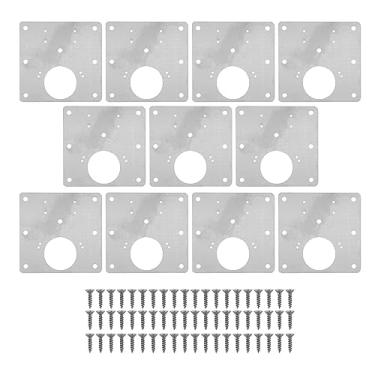 Imagem de Dobradiças de armário Placa de reparo Aço inoxidável espessado espessado Durável Fixação de dobradiça Kit de suporte para porta de cozinha em casa Reparo 10 PCs com parafusos