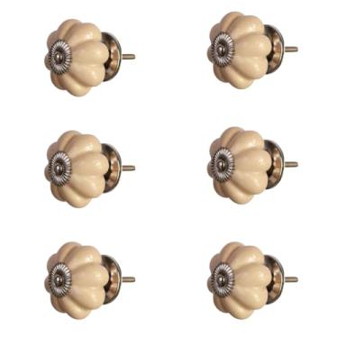 Imagem de Puxador Pumpkin Em Cerâmica Para Decoração Móveis Gavetas Armários Estilo Sofisticado Delicado Funcional Charme Único (Bege)