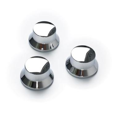 Imagem de OVSAL 3 Peças De Botões Controle Volume E Tom Guitarra Elétrica, Reposição Metal Para Fender Strat Telecaster Jazz Gibson (Cromado)