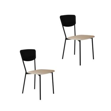 Imagem de Cadeira Vintage Retrô Fixa C-4 Pés 425 X 505 X 830 Mm C-2 Un. Cy.areia Lgt-cn.pto Areia Lgt-courino Preto