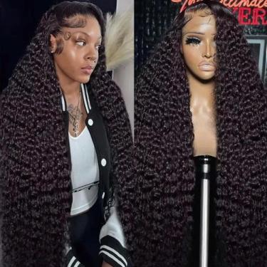 Imagem de Perucas frontais de renda Hoyrhra 13x4 Deep Wave 100% cabelo humano