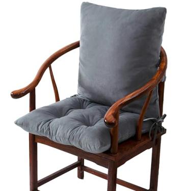 Imagem de ALIBO Almofada de apoio lombar antiderrapante para cadeira de escritório/cozinha, encosto baixo para alívio da dor nas costas com alças e laços ajustáveis, almofada de assento tufada para poltrona