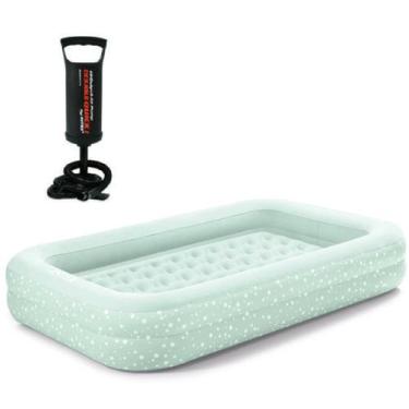 Imagem de Cama + colchão inflável juvenil intex + bomba ar manual, Azul