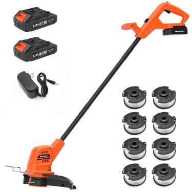 Imagem de MAXLANDER Weed Wacker sem fio de 25,4 cm com 2 baterias de 20V 2,0Ah, wacker de ervas daninhas com 1 carregador rápido e 8 peças de linhas de reposição para aparador de carretel, cortador de ervas