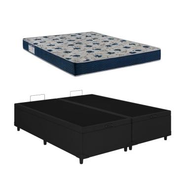 Imagem de Cama Box Baú Casal Bipartido Preto Colchão ISO 60 D28 - Ortobom