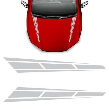 Imagem de Adesivo Do Capô Faixa Carro Tuning Racing Universal Prata - SPORTINOX,