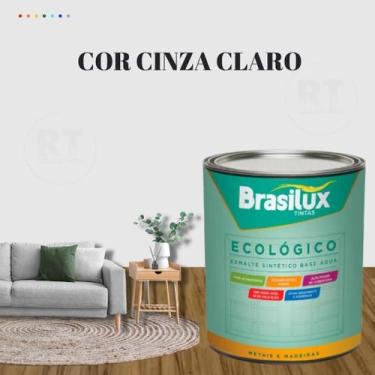 Imagem de Esmalte Sintético Brasilux Base Água Ecologico Cor Cinza 800ML Brilhan