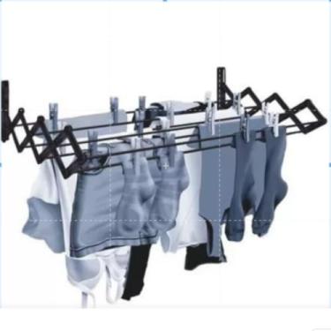 Imagem de Varal Sanfonado Em Aço Preto De 60cm Resistente Abre E Fecha Reforçado