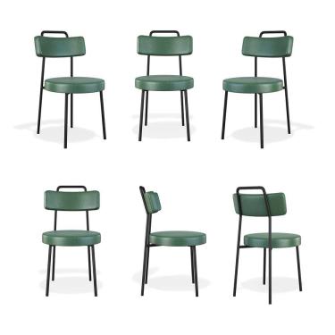 Imagem de Kit 6 Cadeiras Ster Escritório Couríssimo Verde - Vallisa Decor