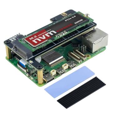 Imagem de LAFVIN Adaptador PCIe para M.2 para Raspberry Pi 5, suporta SSD M.2 2230/2242/2260/2280 com dissipador de calor