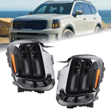 Imagem de Duolctarms Par de farol preto bisel completo de LED compatível com Kia Telluride SX X-Pro X-Line lado esquerdo do motorista 92101-S9600 92102-S9600 92102-S9600 da Duolctarms