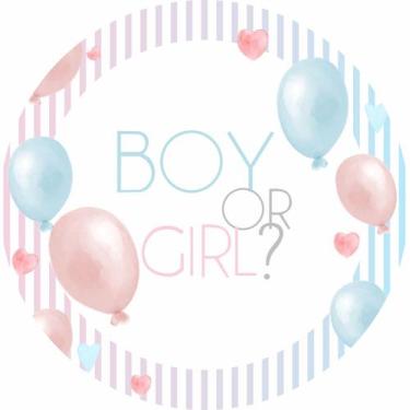 Imagem de Painel de Lona Redondo Chá de Revelação Boy or Girl Aquarela - Fabrika