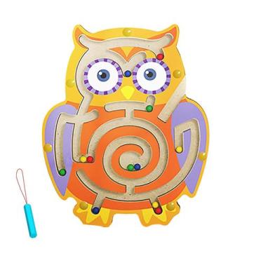Imagem de Animais de madeira caneta magnética labirinto jogo bola magnética mão 