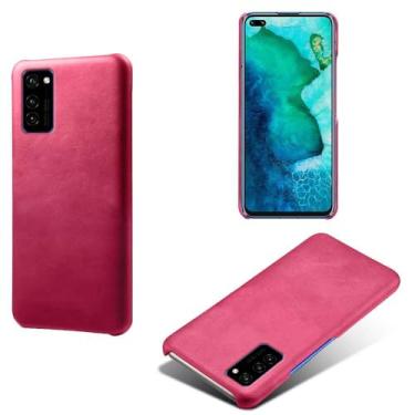 Imagem de Capa para Honor V30,Proteção contra quedas,Casca de volta de cor sólida simples,Design de couro de imitação de plástico-Rose