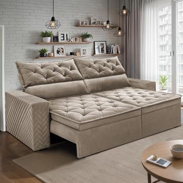 Imagem de Sofá Retrátil E Reclinável 2,00m Essence. Velusoft Cama Inbox Bege