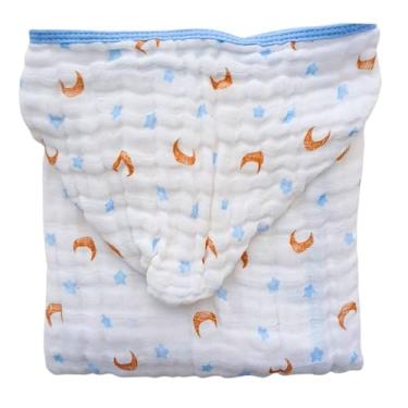 Imagem de Toalha de Banho Fralda Soft Capuz Infantil Criança Menino Menina Enxoval 100% Algodão Premium (Estrela Azul)